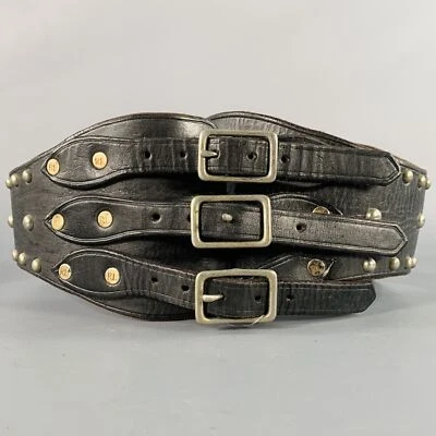 Cinturón Ralph Lauren Talla S Marrón Plata Tachonado Cintura Alta Cuero Metal Hebilla Foto 1 de 4