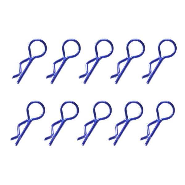 SpeedTek RC 1/10 & 1/8 RC Car Bent Body Clips (10) (Blue) - Image 1 of 1
