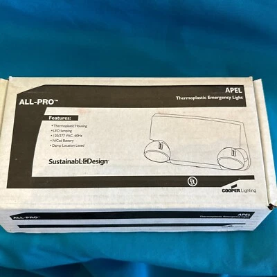  ALL-PRO APEL Thermoplastic Emergency Light by Cooper LED NiCad Lighting NIB - Image 1 of 3