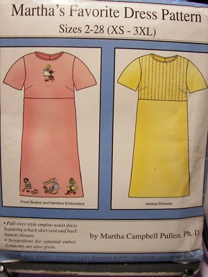 Sewing ~  Martha's Favorite Dress, Pattern Sizes 2-28/ XS - 3XL Adult - Image 1 of 2