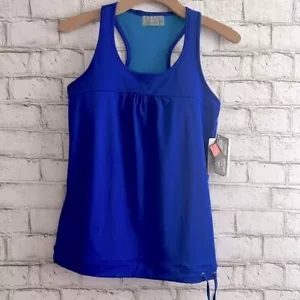 NWT Athleta Tinker Blue Racerback Tank Top Drawstring Hem Built in Bra Small - Picture 1 of 7