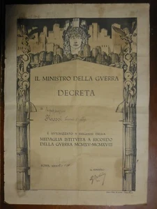 diploma attestato della medaglia vittoria 1915 1918 bronzo nemico - Picture 1 of 1