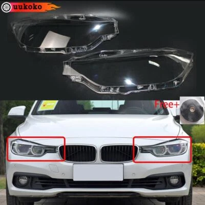 Pair Car Headlight Lens Cover Shell+Glue For BMW 3-Series F30 F35 2016-2018 Foto 1 de 4