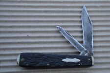 Old Remington ROUND JACK Handle Pocket Knife  STRAIGHT LINE TANG STAMPING BLACK