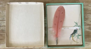 Caja parcial vintage sello papel estacionario aves exóticas en pluma de bambú - Imagen 1 de 7