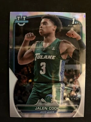 2022-23 Bowman U Chrome Jalen Cook   #25 1st Chrome Refractor - Tulane - Image 1 of 2