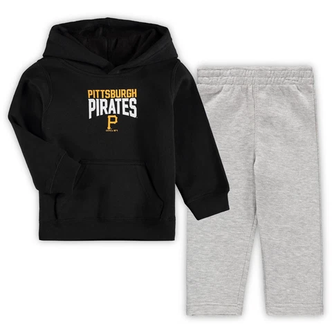 Infant Black/Heathered Gray Pittsburgh Pirates Fan Flare Fleece Hoodie and Pants Cover