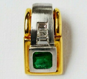 Anhänger 18 Karat 750 Gold 5,05 g Gelbgold Weißgold Diamanten Smaragd 0,69 ct. - Bild 1 von 2