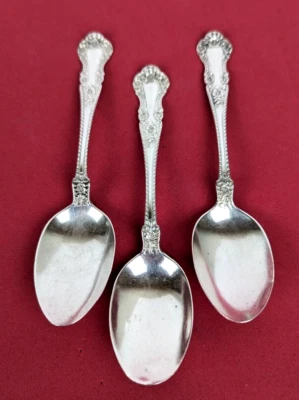 3 cucharaditas Gorham CAMBRIDGE de plata de ley 5 5/8" sin mono lote de 3 patentes 1899 Foto 1 de 4