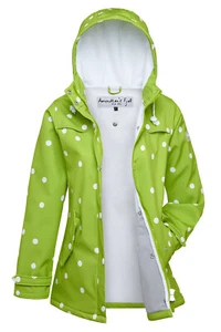 AMUNDSENS FJELL Damen Softshell-Jacke Mantel FRIDA Parka Kurzmantel Punkte grün - Bild 1 von 10