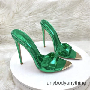 Damenschuhe Mlues Slipper spitz zulaufend hoher Absatz Party elegante Sandalen Stilettos - Bild 1 von 24