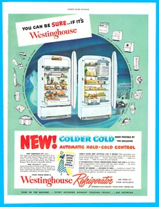 1949 Westinghouse refrigerator print ad exclusive cold control  kitchen - Picture 1 of 3