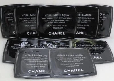 10 x CHANEL VITALUMIERE AQUA ULTRA-LIGHT PERFECTING MAKEUP SPF15 - 12 BEIGE ROSE - Image 1 of 4