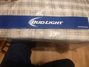 Bud Light Beer Budweiser  Rubber Bar Rail Runner Pour Spill Mat 24" x 3" NEW - Picture 1 of 3