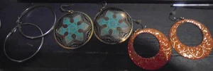 earrings set of 3 pierced boho bohemian round - Picture 1 of 7