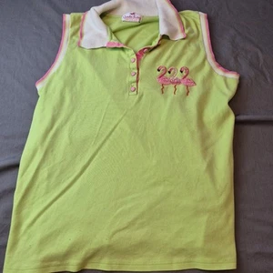 The Quacker Factory Womens 1x Vest Buttons Embroidered Flamingos Some Staining - Picture 1 of 22