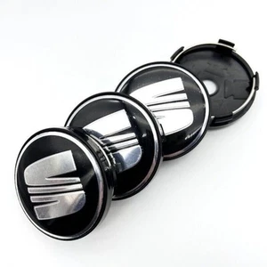 4x For Seat 60mm Nabendeckel Schwarz/Silber Felgendeckel Nabendeckung - Picture 1 of 4