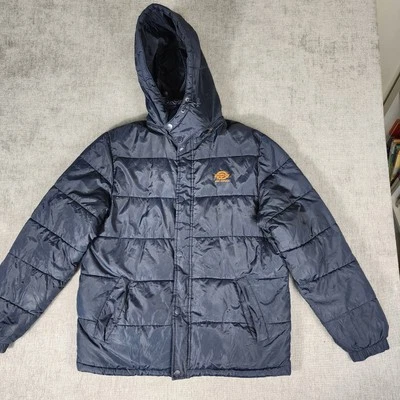Dickies Mens Hooded Puffer Jacket Medium Blue Full Zip Up Long SleevePockets - Image 1 of 4