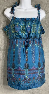 Top Babydoll Kenzie Y2K de Colección para Mujer 14 Azul 100% Seda Brillo Volantes Hada Grunge Foto 1 de 4