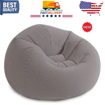 Silla inflable con bolsa sin frijoles - Asiento de salón de pana suave para dormitorios y salas de estar Foto 1 de 4