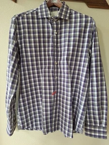 Camicia Todd Snyder Gingham manica lunga con bottoni viola/grigio uomo taglia 16 - Foto 1 di 7