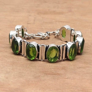 Peridot Quartz Gemstone Handmade Ethnic Jewelry Bracelets 7-8'' - Picture 1 of 11
