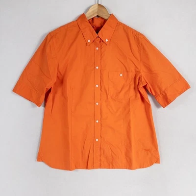 Camisa Talbots Mujer Talla Mediana Naranja Abotonada Tejida Algodón Elástico Clásica Foto 1 de 4