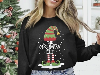 Sudadera de Navidad The Grumpy Elf Divertida Fea Navidad Cuello Redondo Gildan Mezcla Pesada Foto 1 de 4