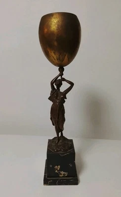 Statua in bronzo presufo Dea della vittoria Nike Dea alata stile liberty - Immagine 1 di 4