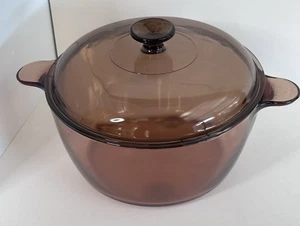 Corning Vision Ware USA Pyrex Amber 5 Quart 4,5 l Dutch Oven Suppentopf & Deckel Glas - Bild 1 von 11