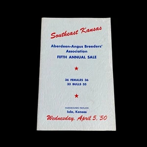1950 Aberdeen Angus Breeders Association Sale Catalog Southeast Kansas Cattle - Picture 1 of 9