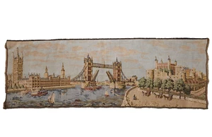 Vintage Wandbehang viktorianischer Wandteppich London Bridge 19" x 56" - Bild 1 von 7