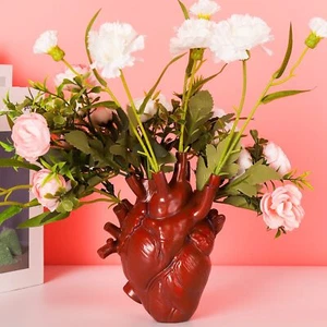 Human Heart Organ Shape Vase Creepy Halloween Home Desk Flowers Pot Decor Med... - Picture 1 of 7