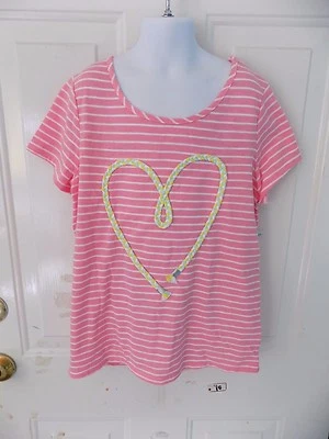 Чероки розовый в полоску коротким рукавом рубашка с веревкой сердце размер L (10/12) девочки  - Изображение 1 из 3