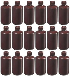NEW 18-PACK Nalgene 250 mL 8 oz Narrow-Mouth Opaque Amber HDPE Packaging Bottles - Picture 1 of 9