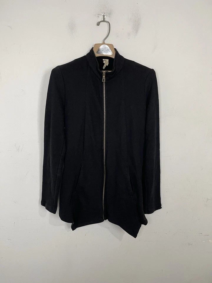 Chaqueta XCVI Mujer Talla Mediana Negra Mercantil Cremallera Completa Sudadera con Capucha Pañuelo Dobladillo Foto 1 de 4