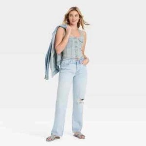 Women's Mid-Rise 90's Baggy Jeans - Universal Thread Light Wash - Picture 1 of 3
