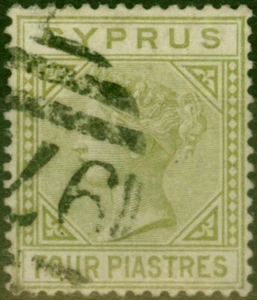 Zypern 1881 4pi hellolivgrün SG14 fein gebraucht (3) - Bild 1 von 1