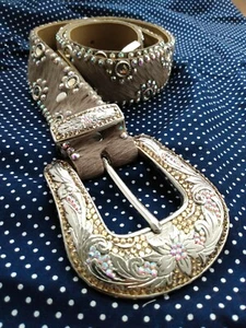 Kisppy’s BB simonSwarovski Crystal Pink & White , Belt Sizes (s) Cow Hide Fur. - Picture 1 of 5
