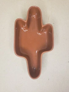 Cactus Salsa Chip Dip Bowl Green Orange Terra Cotta Glazed Ceramic Stoneware - Picture 1 of 9