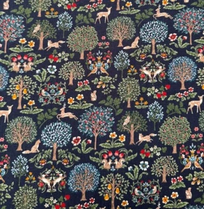 Fat Quarter Art Nouveau Symphony Morisu Fox Deer Owl Rabbit 100% Cotton Fabric - Picture 1 of 3