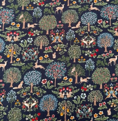 Fat Quarter Art Nouveau Symphony Morisu Fox Deer Owl Rabbit 100% Cotton Fabric - Image 1 of 3