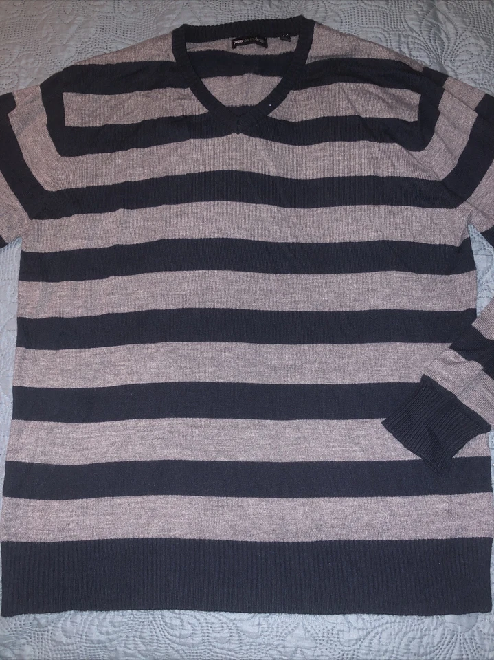 Paper Denim & Cloth Sweater Size L Large Gray Navy - Image 1 of 1