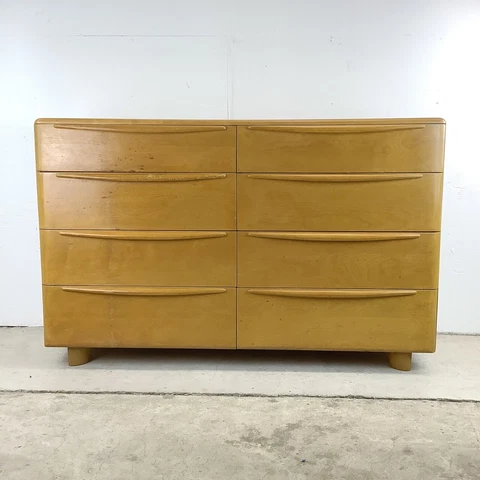 Vintage 1940s Blonde Wood Eight Drawer Dresser by Heywood-Wakefield Cover