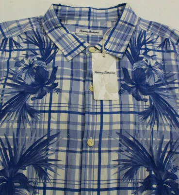 全新 - TOMMY BAHAMA 男式 LATTICE BAY 夏威夷露营衬衫 - M 码 — 第 1/4 张图片