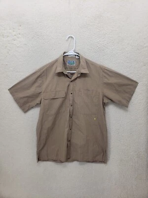 Neiman Marcus Men Shirt Medium Brown 100% Cotton Short Sleeve Regular Snap Down - Image 1 of 4