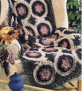 Crochet Afghan Pattern ROSE MEDALLIONS Instructions Annie's - Picture 1 of 2