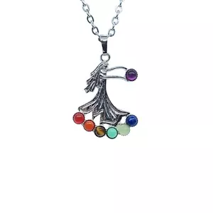 USA SELLER Yoga 7 Chakra Stone Pendant MOTHER NATURE Healing Amulet Necklace - Picture 1 of 10