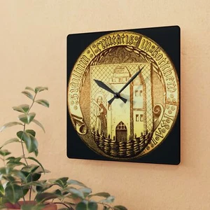 Black & Gold Gottschee Kocevje Crest Acrylic Wall Clock - Wapen Coat of Arms, - Picture 1 of 13