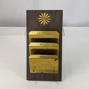 VTG MCM 3 Slot Metal Mail Wall Holder Sorter Letters Bills MISC. Key Holder - Picture 1 of 12